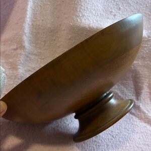 Decorative Warm Toned Wooden Pedestal Bowl